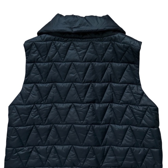 Eileen Fisher Quilted Black Snap Front Puffer Vest Chevron Black Medium - Picture 8 of 12